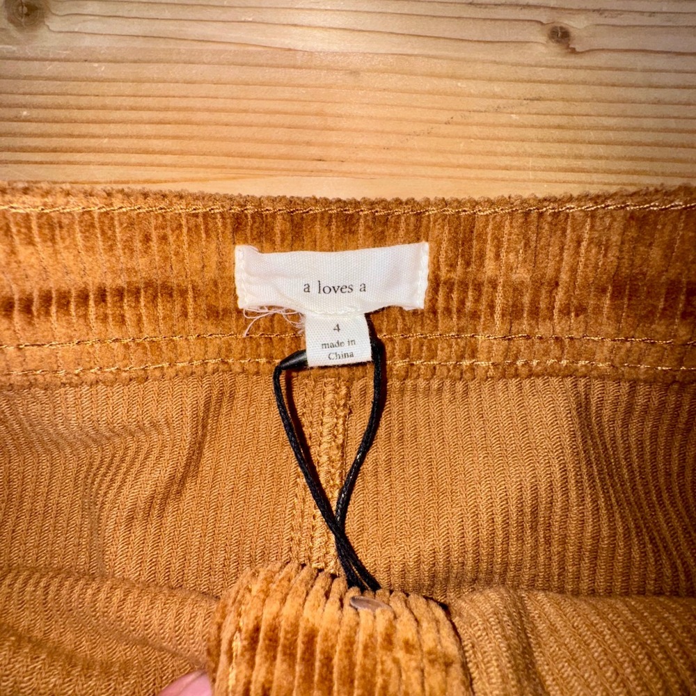 A Loves A Brown Corduroy Button Front Mini Skirt Size 4 High Waist Casual - Picture 3 of 7